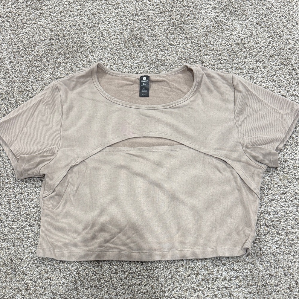 Velocity Beige Crop Top